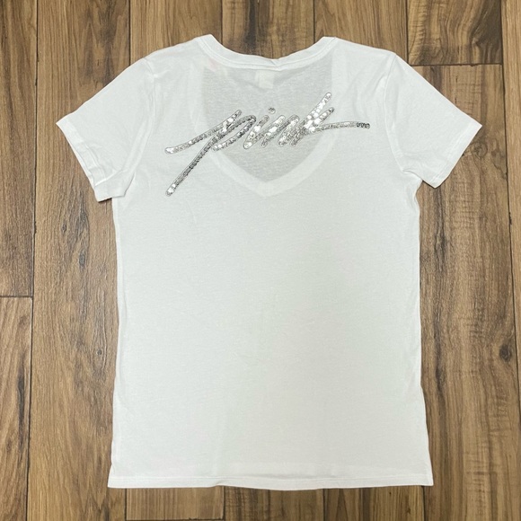 PINK VS SILVER BLING SIGNATURE LOGO V-NECK TEE AND JOGGERS OUTFIT - Picture 2 of 5
